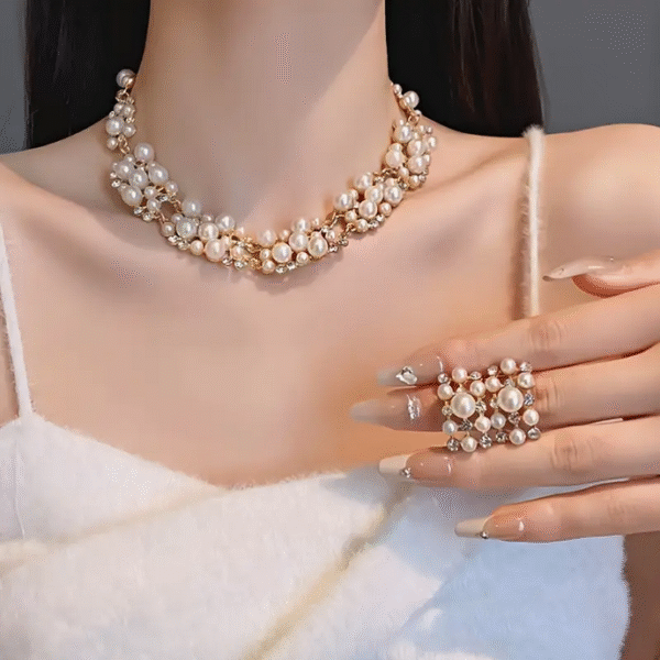 French Chic Necklace and Earrings Set - Luxury High-End Bridal Jewelry for Women's Party Birthday Gifts