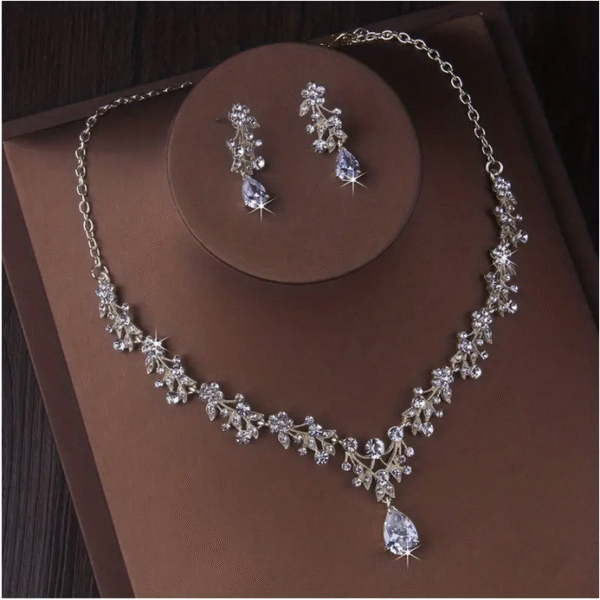 High-End Bridal Wedding Necklace Set, Bridal Jewelry, Accessories for Wedding Dresses, Necklace And Earring Set.